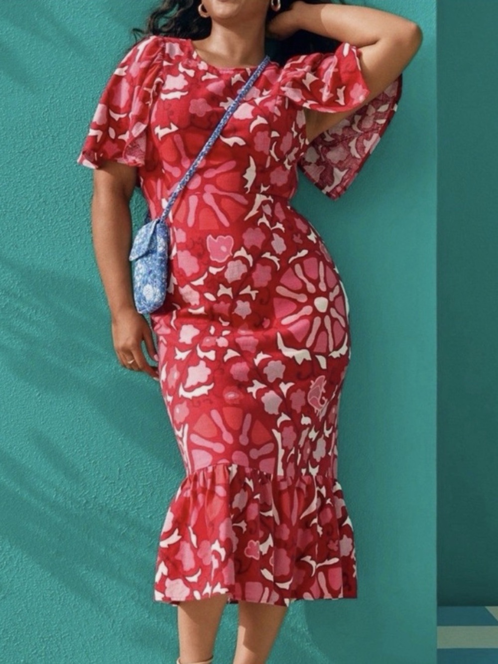 RHODE X TARGET Zinnia Floral Bell Sleeve Midi Dress NWT
